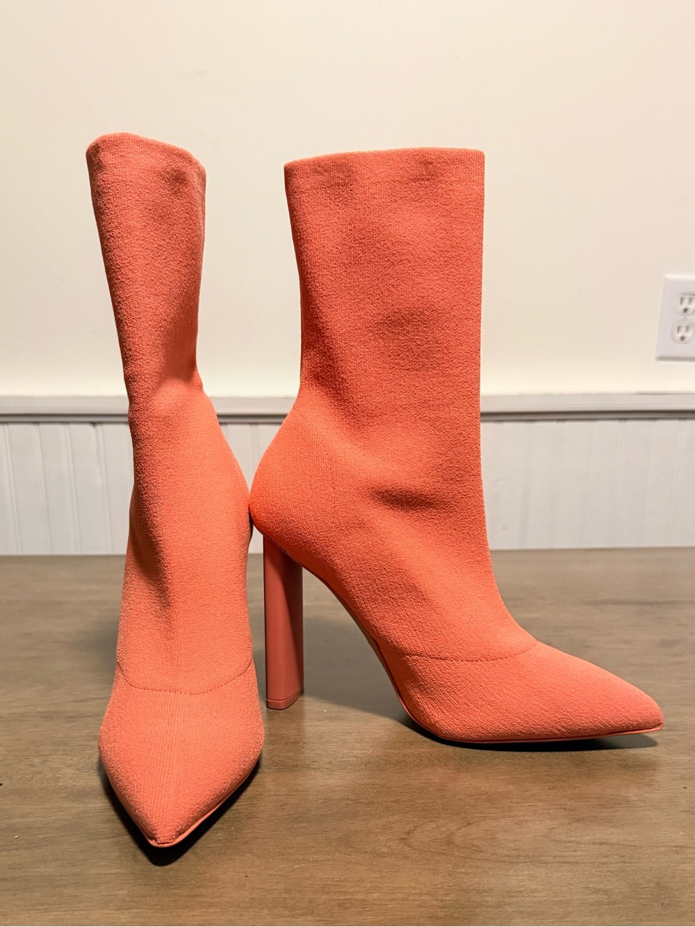 Aldo Coral Pointed Sock Boots with High Block Heel SZ.7.5